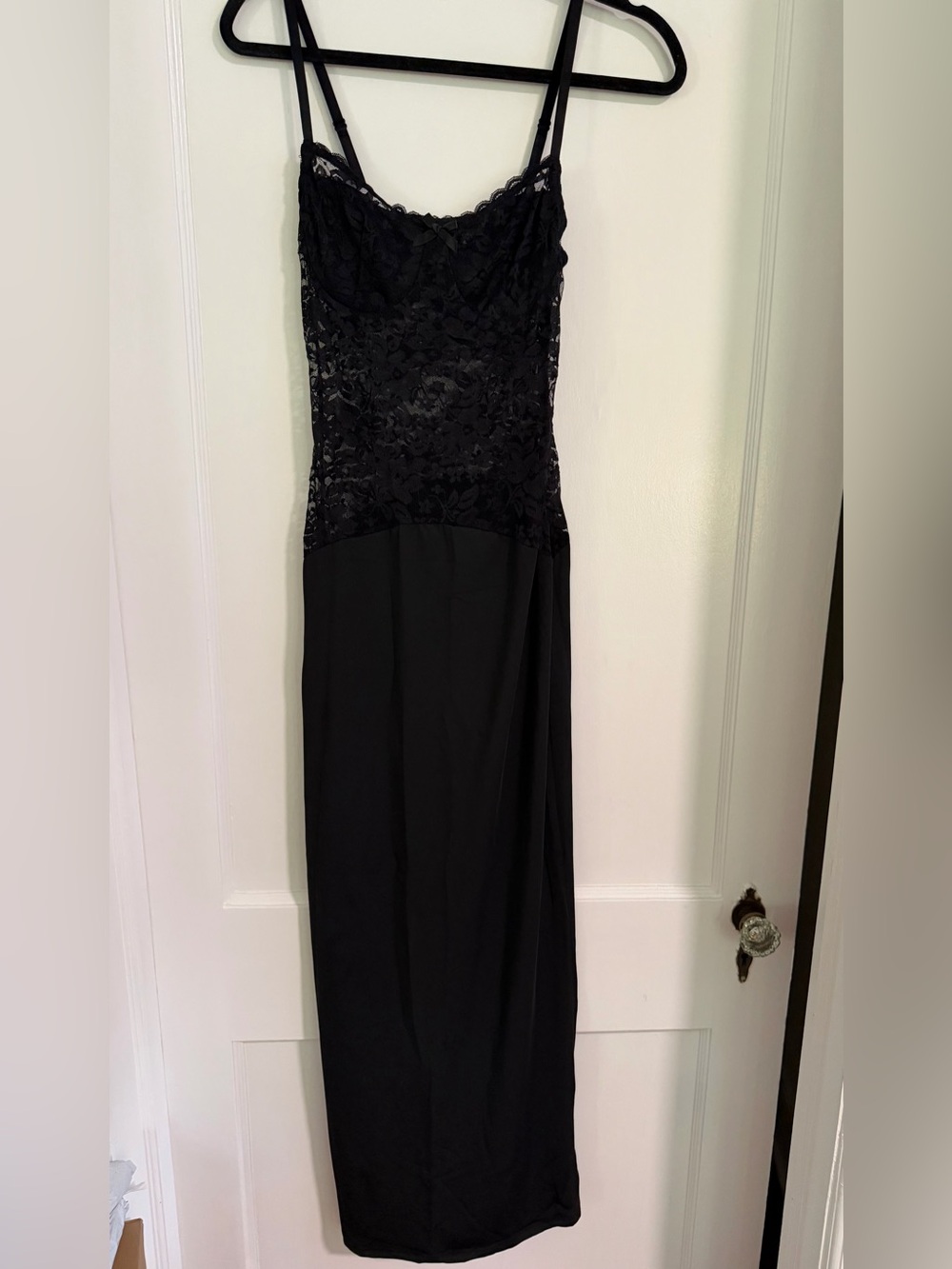 Super Sexy Lace Top Bodycon Black Back Slit Dress Women’s Small